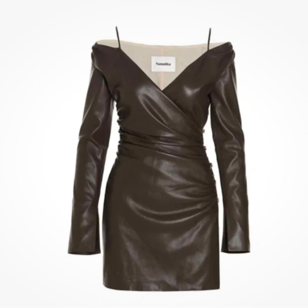 Nanushka brown faux leather dress size medium